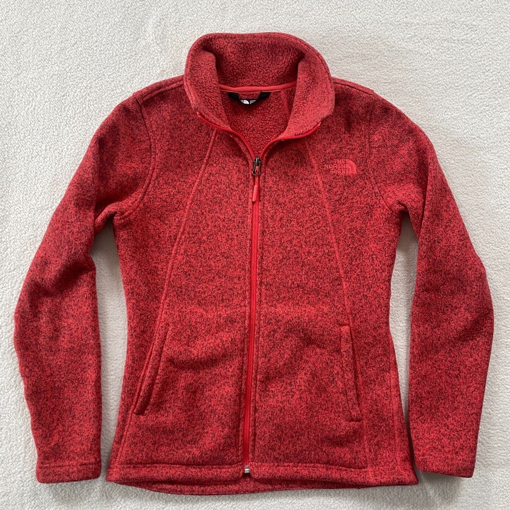 The North Face Maggy Full Zip Fleece Jacket‎ Womens XS Red Heathered Sweater